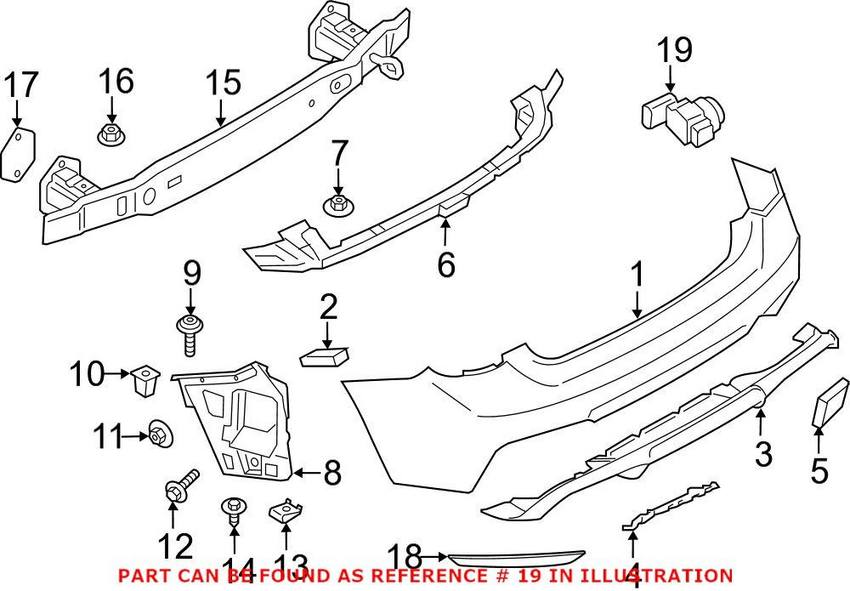 BMW Park Assist Sensor - Rear 66209261612